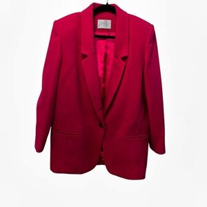 Lord & Taylor fuchsia pink wool cashmere blend coat jacket blazer size 14